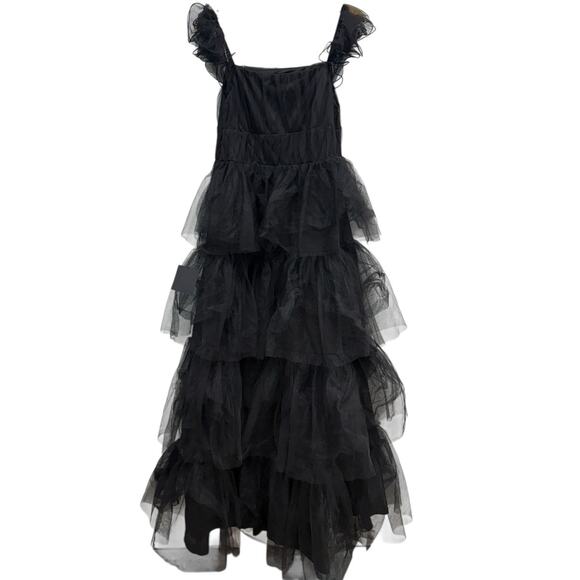Lulus Tulle For Love Black Mesh Tulle Tiered Ruffled Maxi Dress size XL NWT - Picture 6 of 8